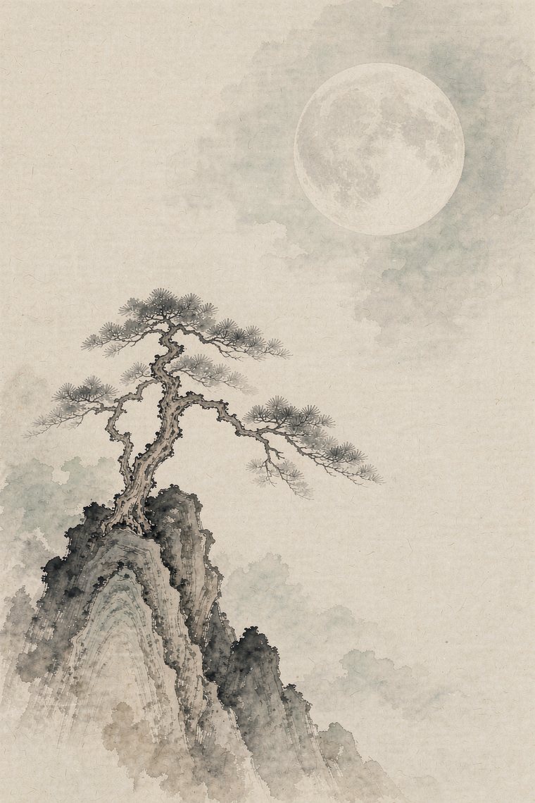 Pine and Moon art print